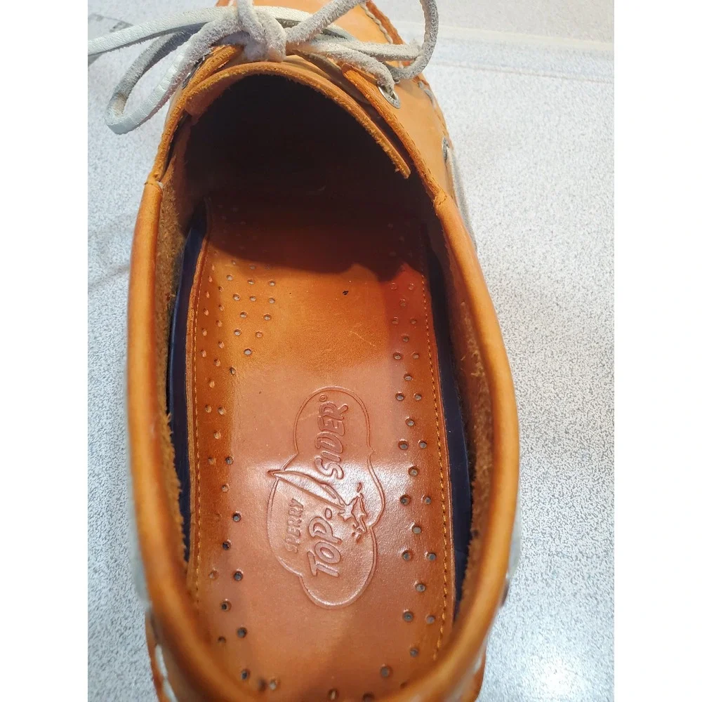 VTG Sperry Top-Sider Mens 10 M Authentic Original Boat Shoes Tan Leather 0532739